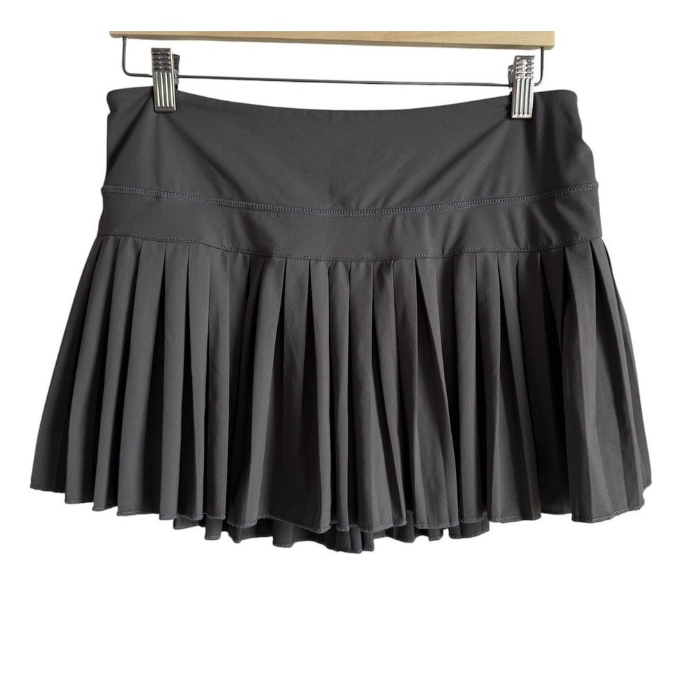 Gold Hinge Pleated Tennis Skirt Gray Women's M/L Hidden Pockets Skort Preppy